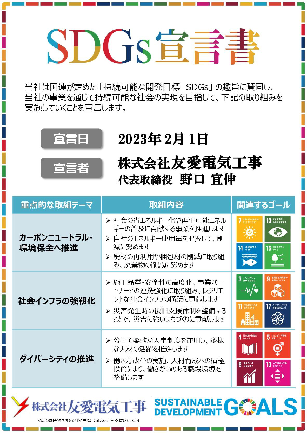 SDG's宣言書